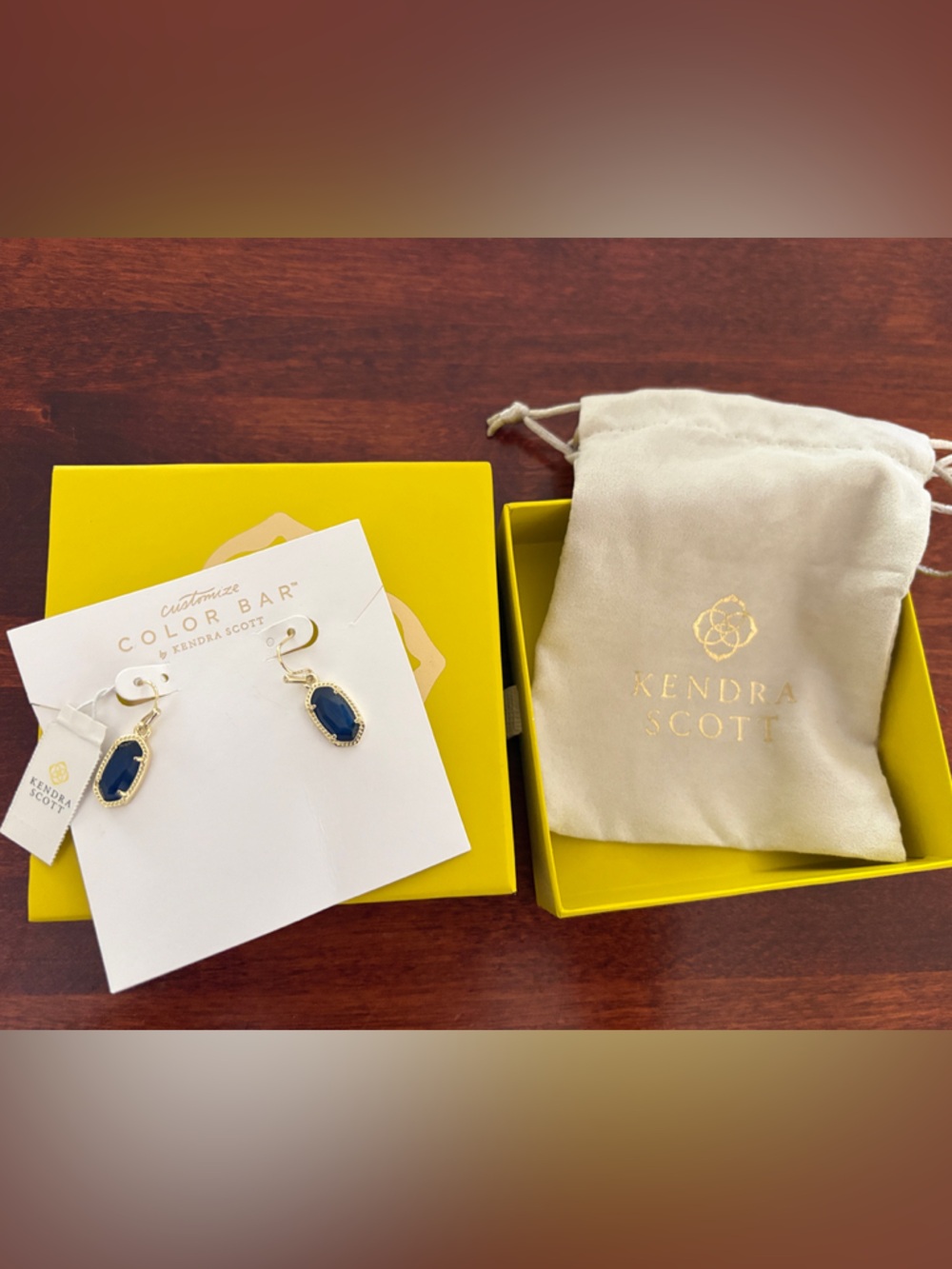 Kendra Scott Navy and Gold Drop Earrings